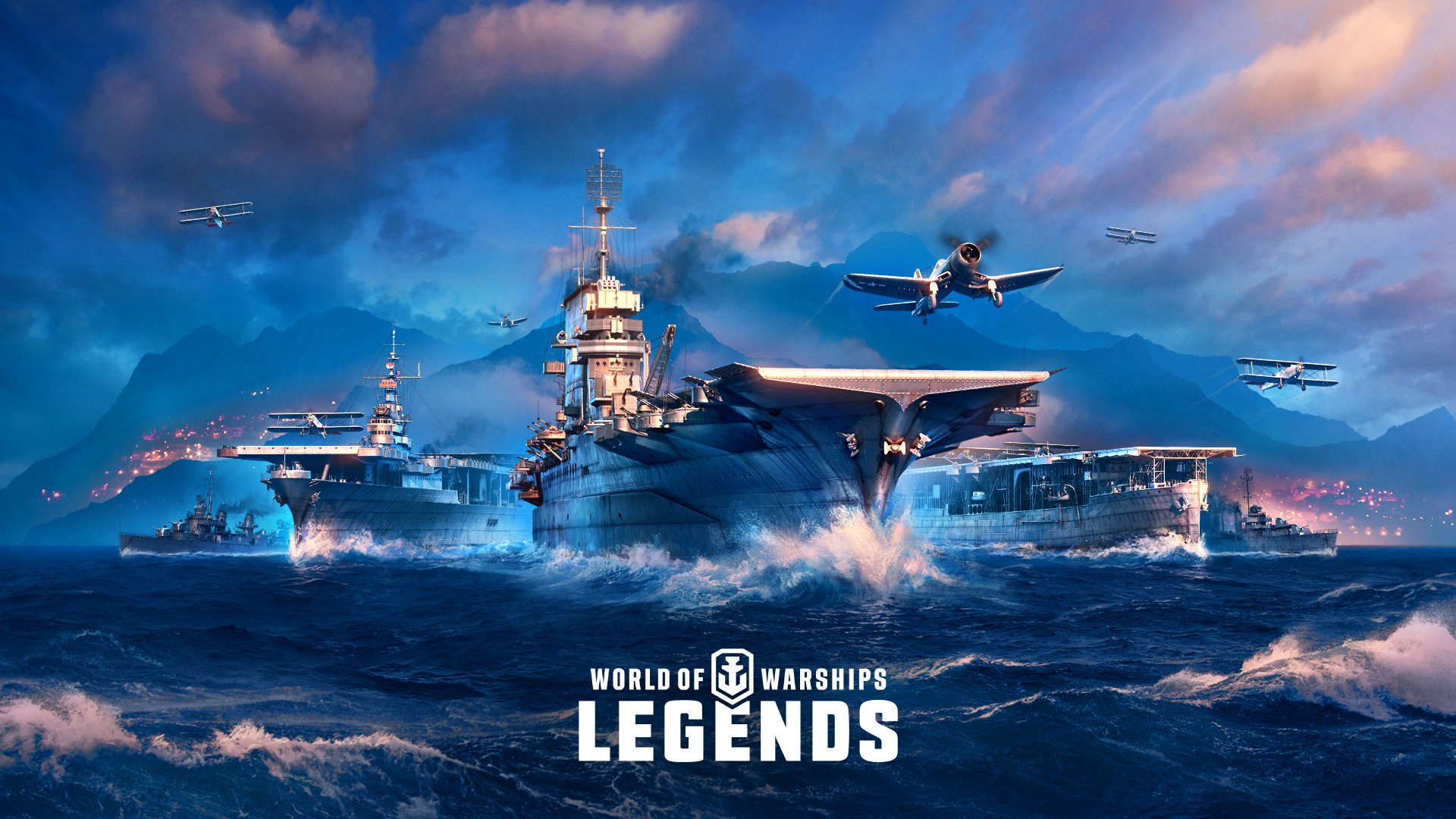 Fletcher Ranger Lexington Langley Farragut US Art Key Visual 1920x1080 WG SPb WoWSL logo