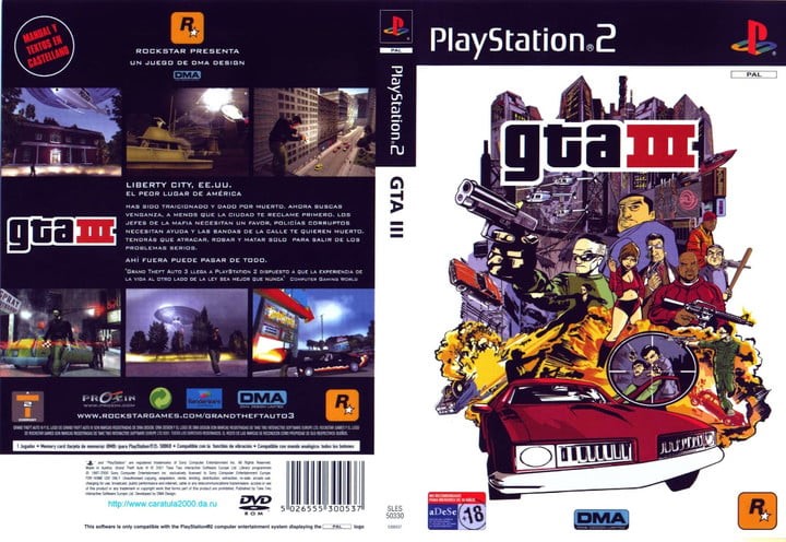 這是原版的《GTA 3》封面，跟現在的風格大不相同
