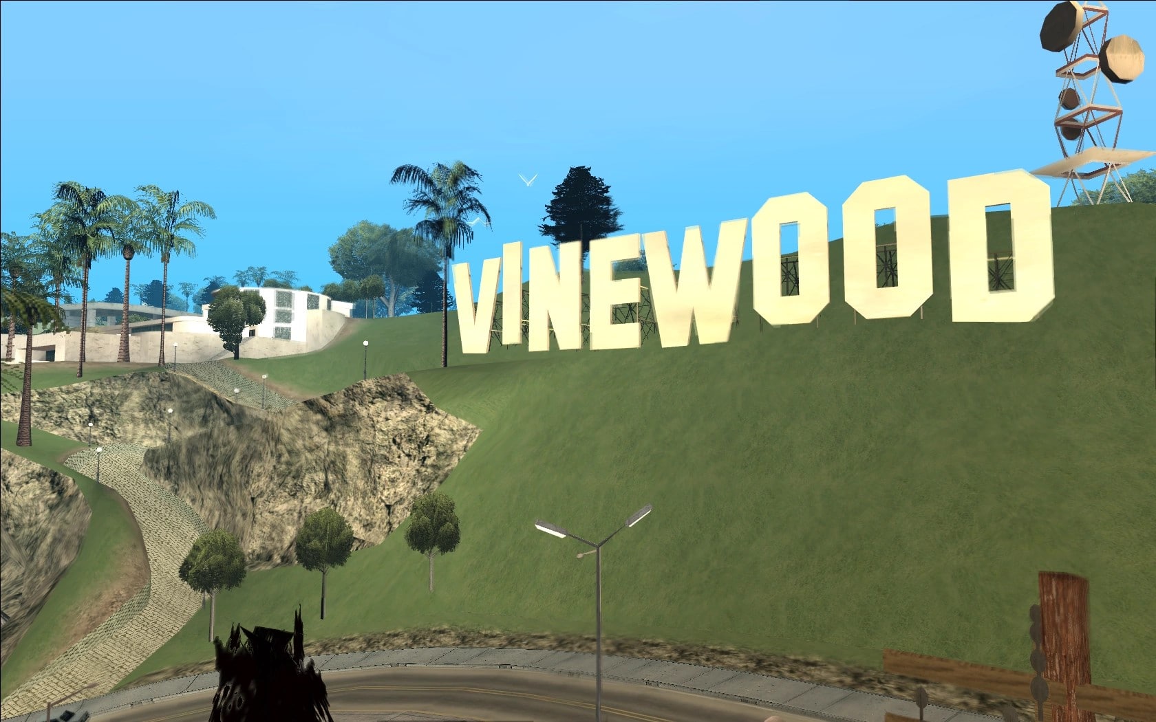 好萊塢的經典標誌在《聖安地列斯》被改為Vinewood