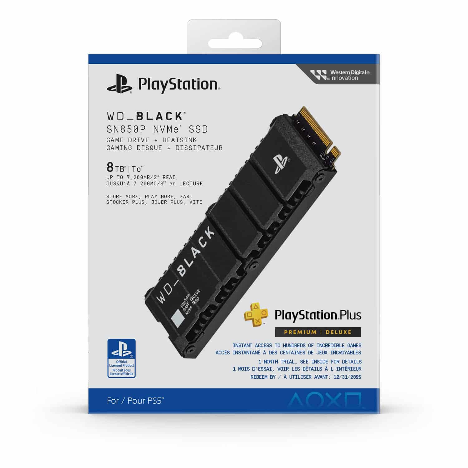 Product: WD_BLACK SN850P NVMe SSD for PS5, 8TB, Global/WW, Front