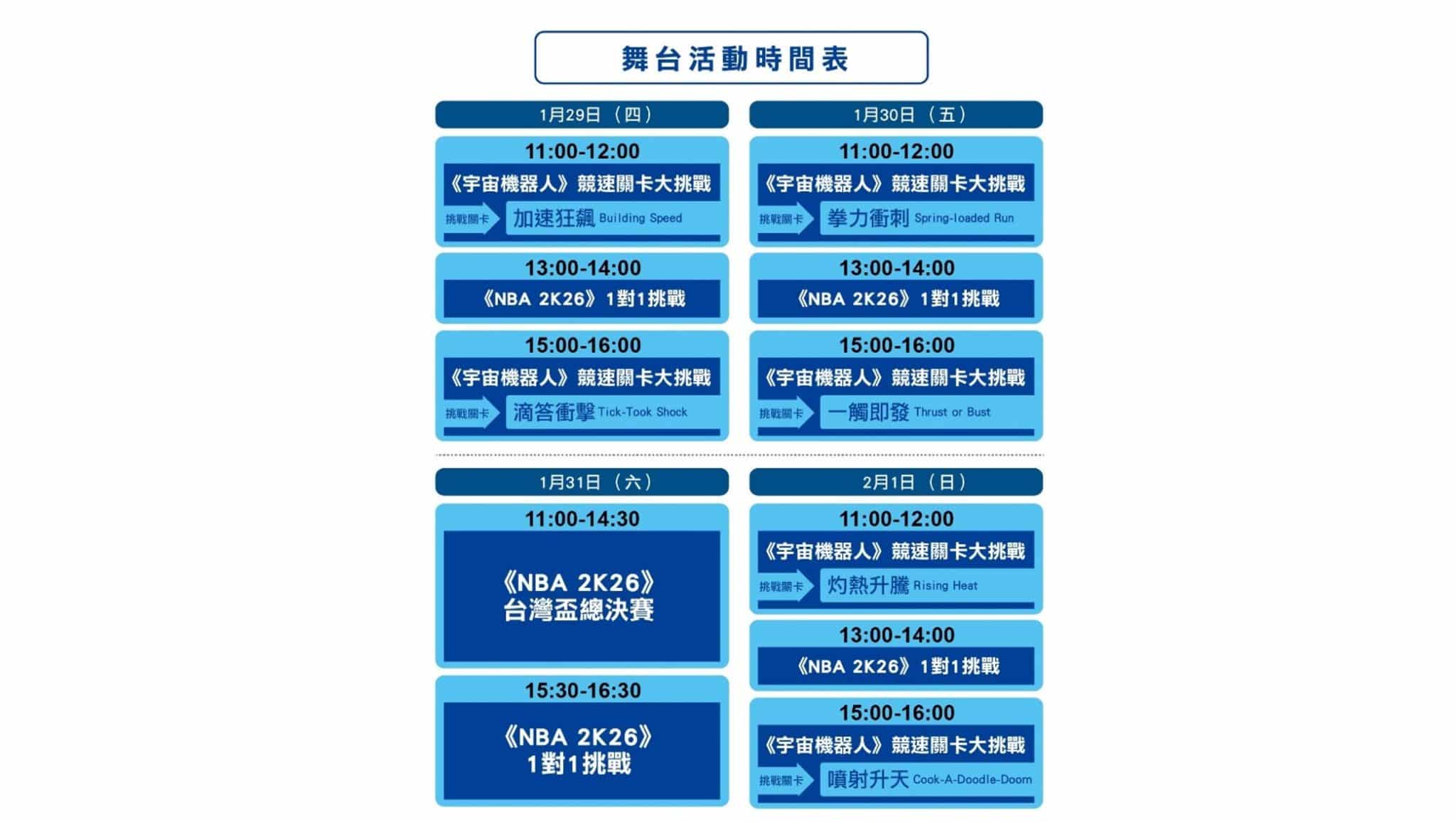 (圖三) 「2026台北國際電玩展」PlayStation by Acer Gaming攤位各項活動時間表