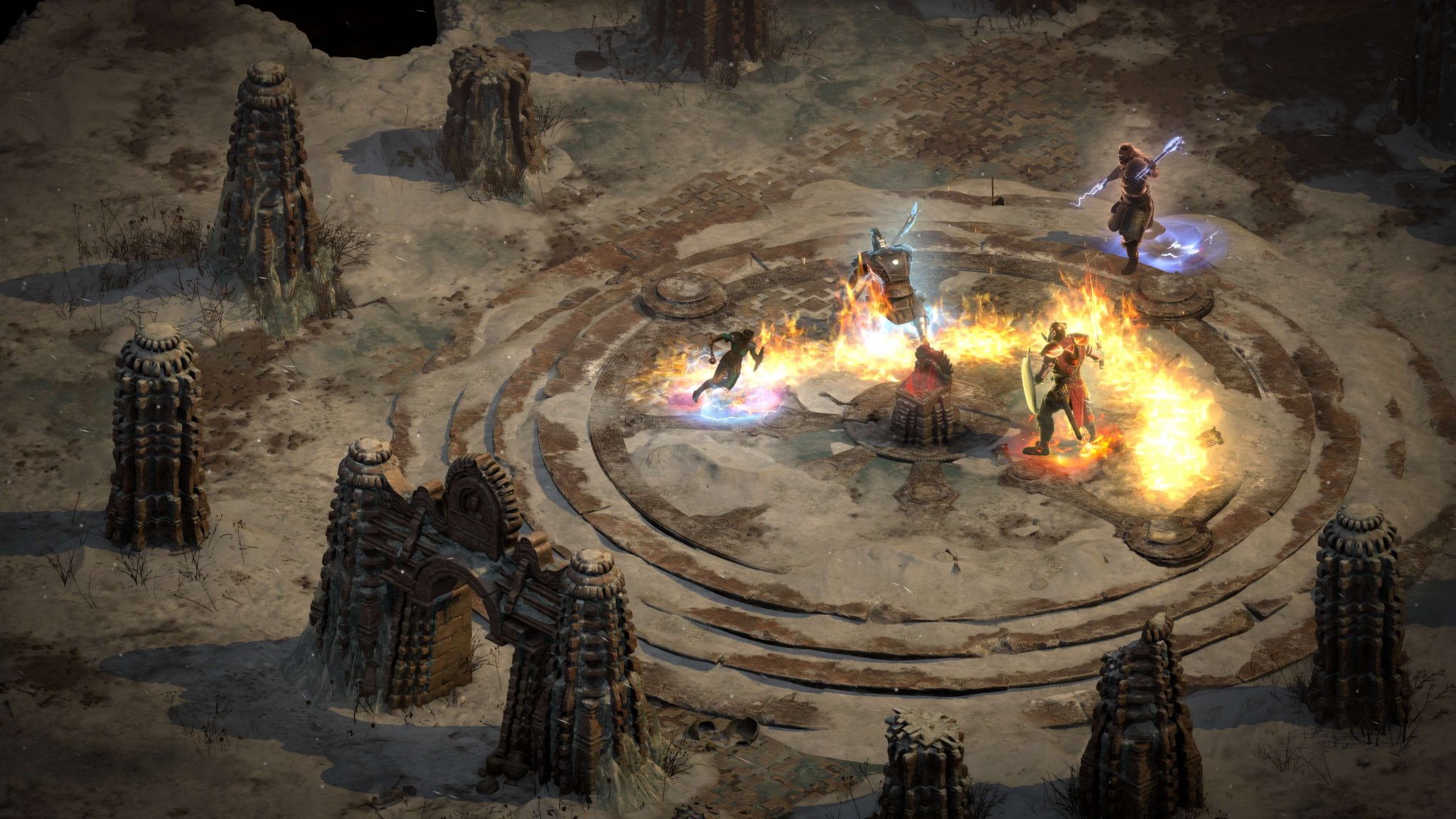 在《暗黑破壞神 II：獄火重生》「術士軍臨」全新遊戲挑戰中擊潰首領獲得雕像，與赫拉迪姆方塊合成將解鎖高難度全新首領戰鬥「宏偉先祖」