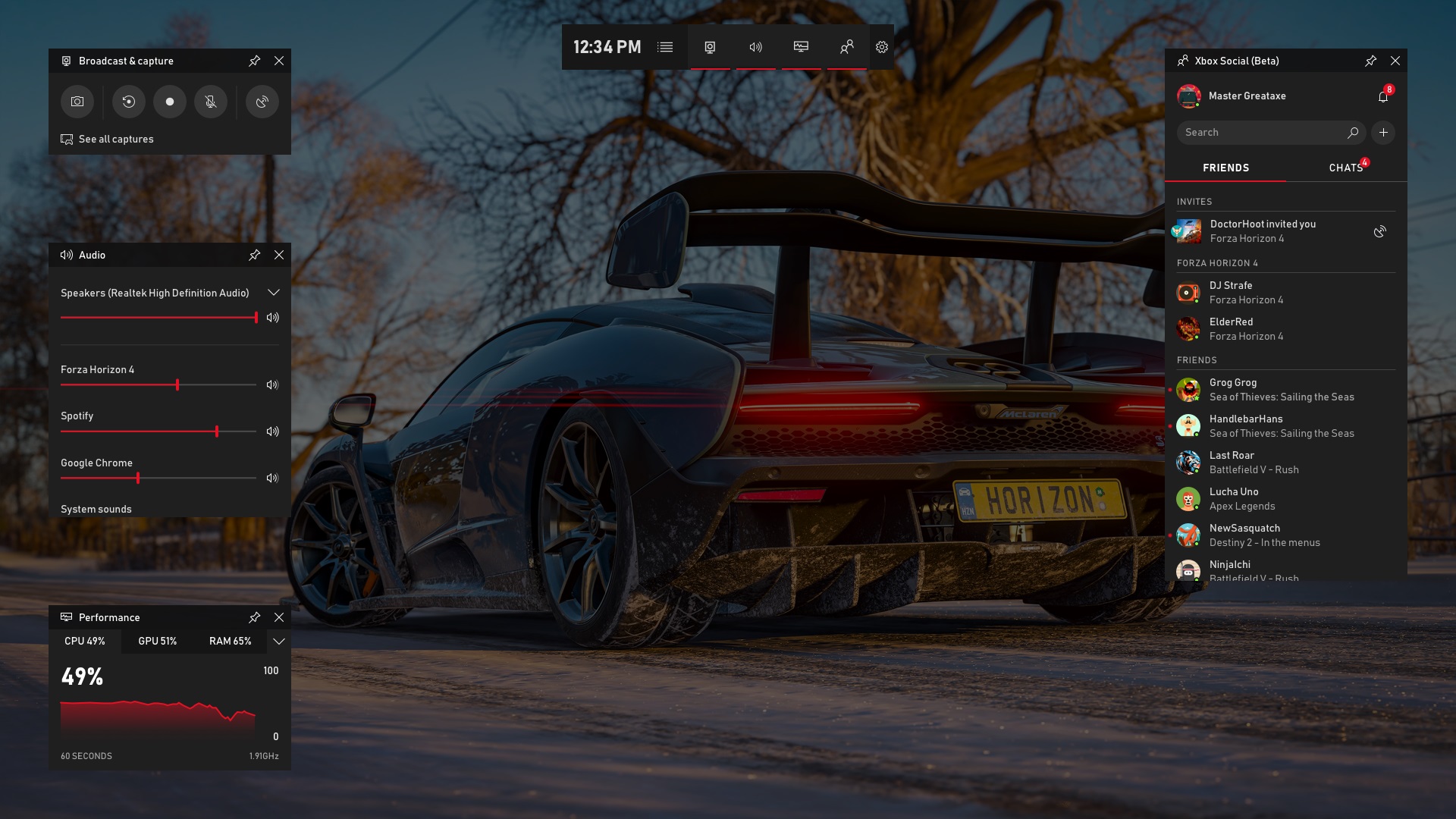 【圖3】遊玩《極限競速 地平線4》時無須跳出遊戲即可呼叫「Game bar遊戲列」.jpg.jpg