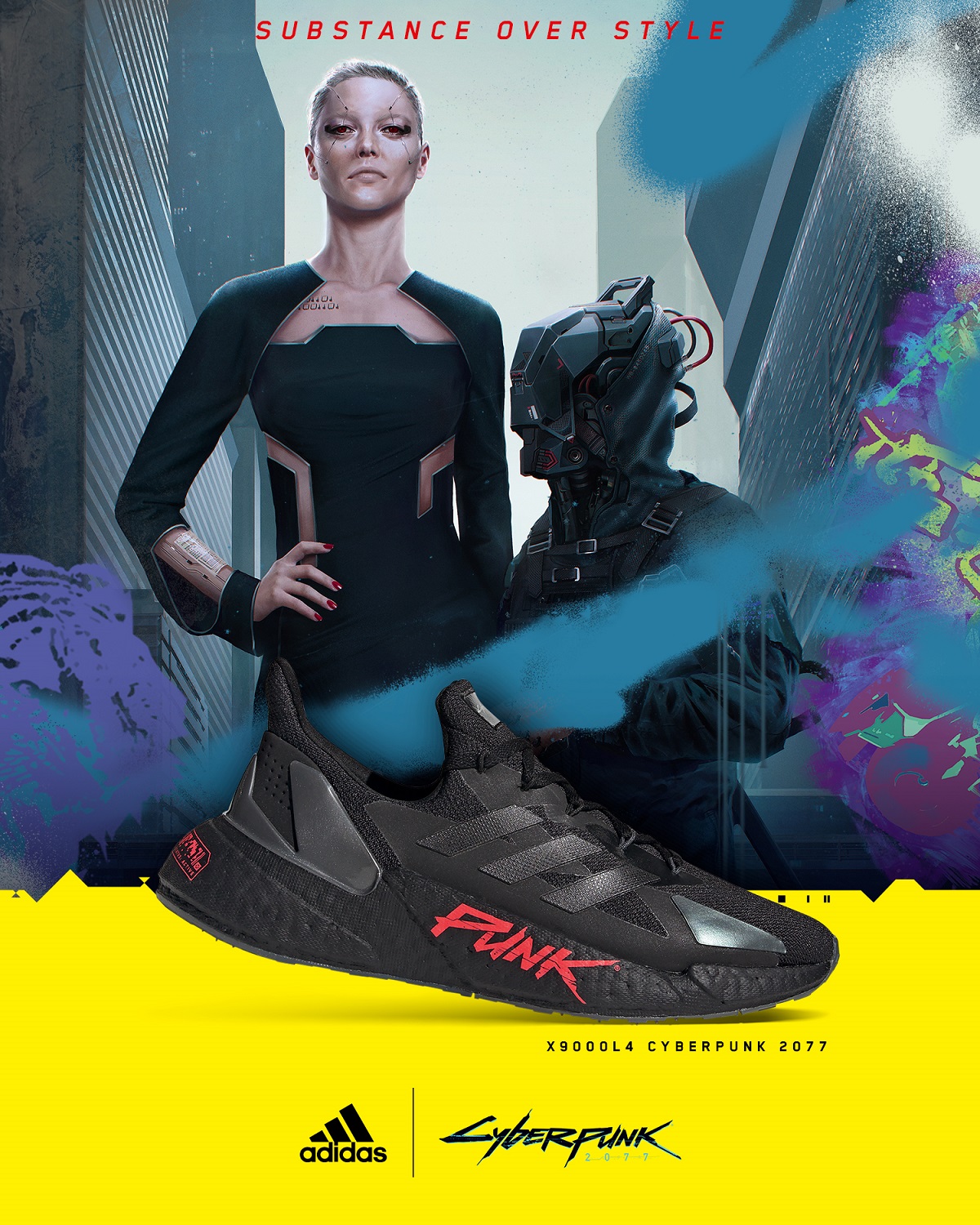 5.  adidas X9000 L4 x Cyberpunk 2077 暗夜款全黑鞋身碰撞低調黑銀配色，BOOST中底上.jpg